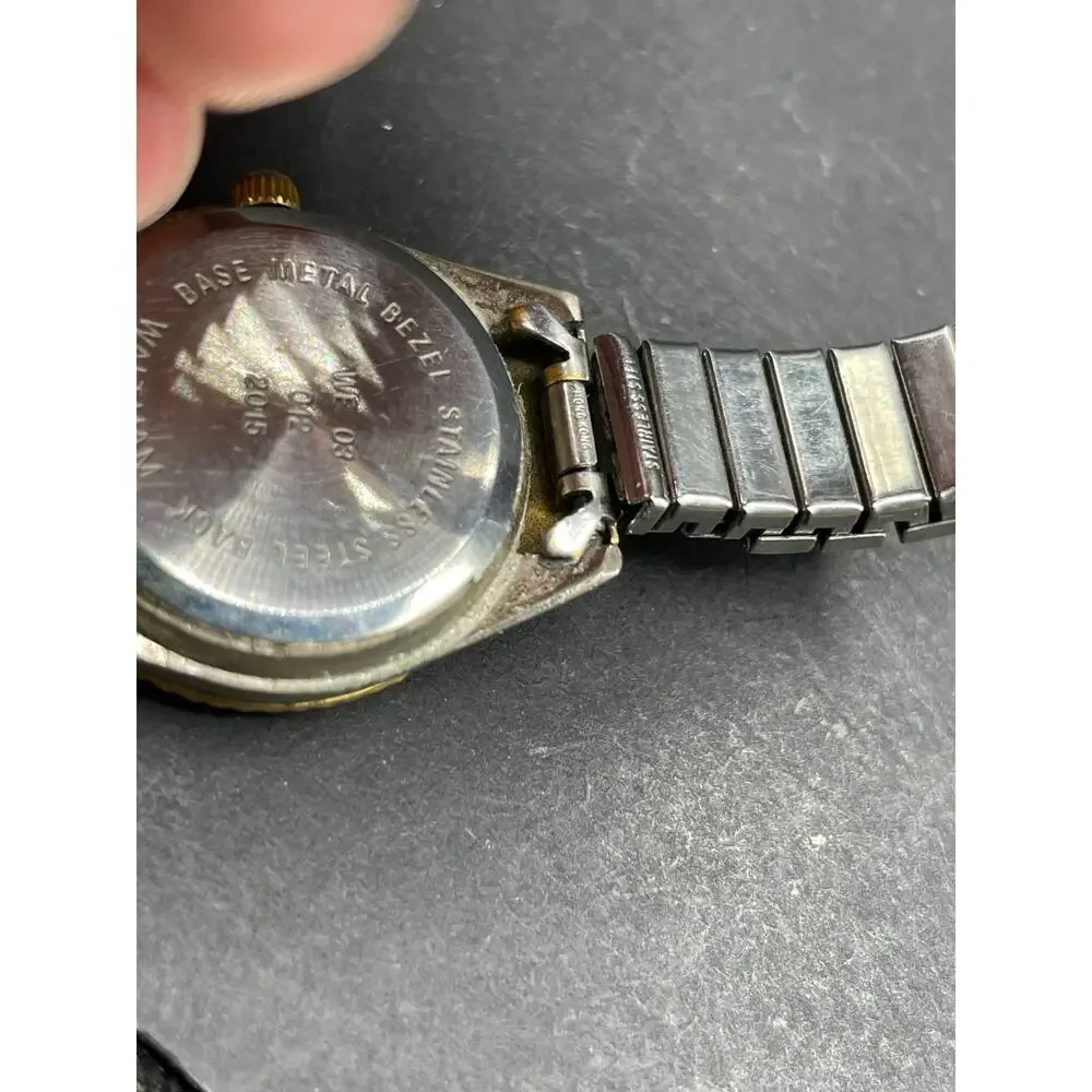 Waltham President Watch Men White Dial Two Tone Date Round 25MM Fluted Bezel